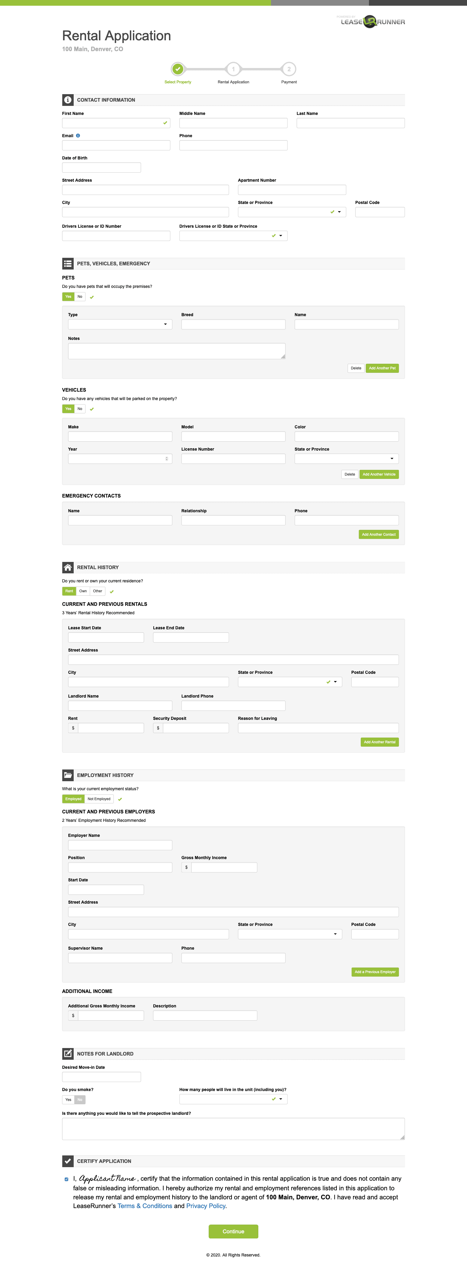 Rental Application For Potentials
