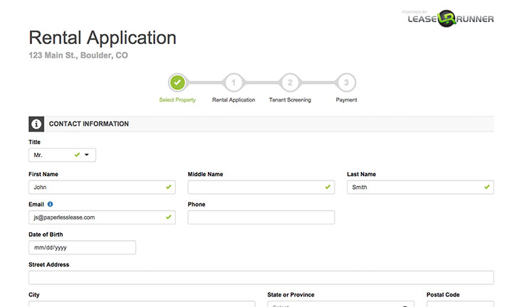 LeaseRunner Rental Application