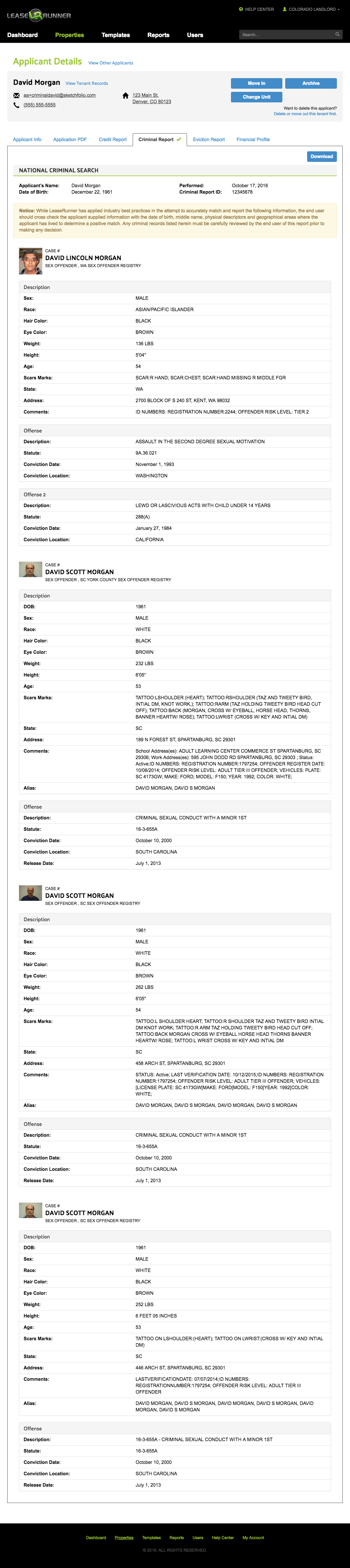 Tenant Background Check Sample