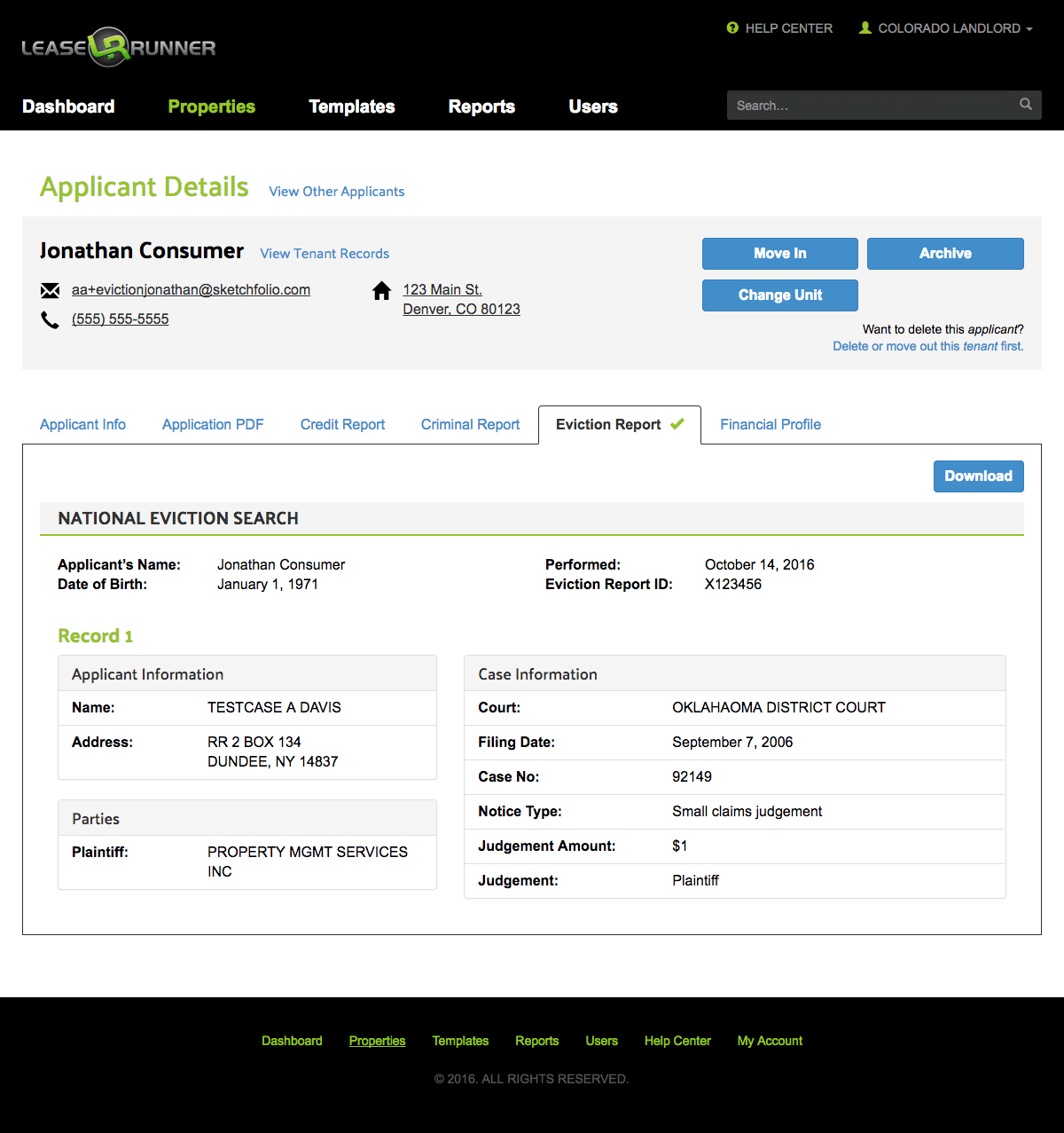 Eviction Check Sample