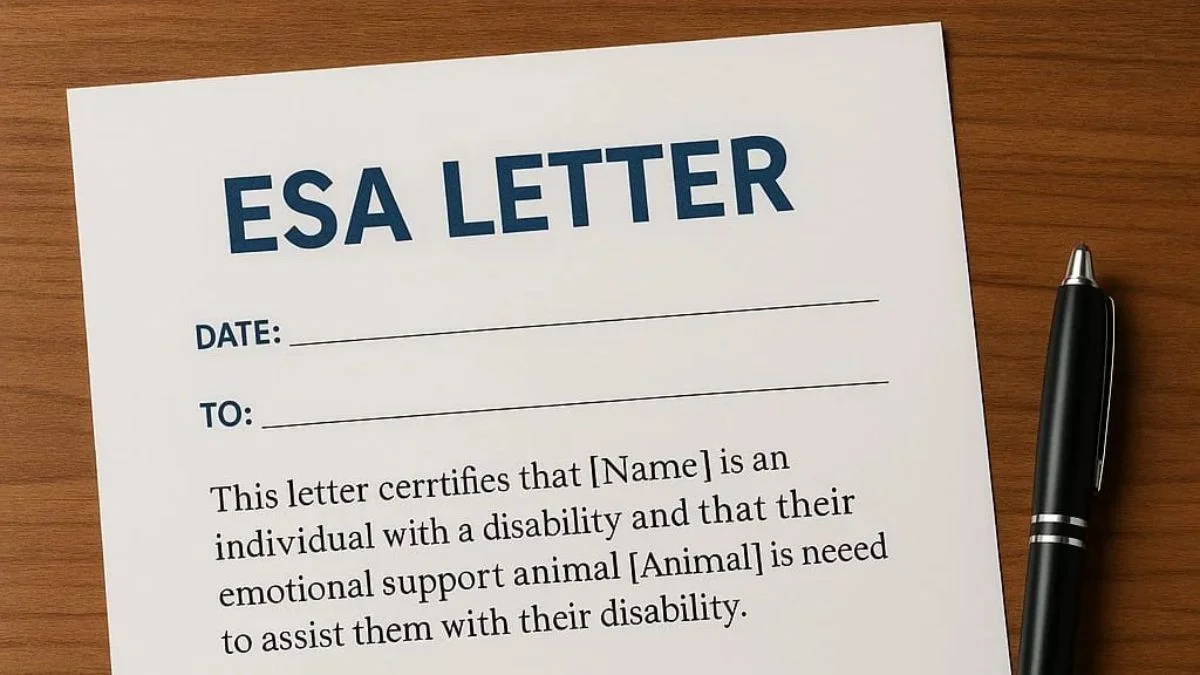Example of valid ESA letter from licensed professional