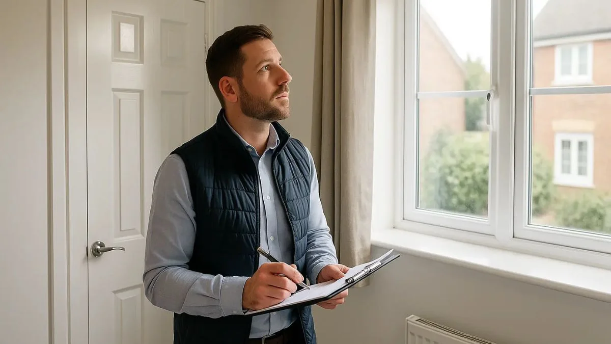 Landlord inspecting rental property for maintenance and safety issues