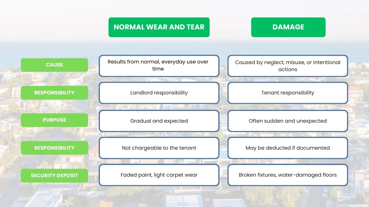 Key differences between wear and tear and damage