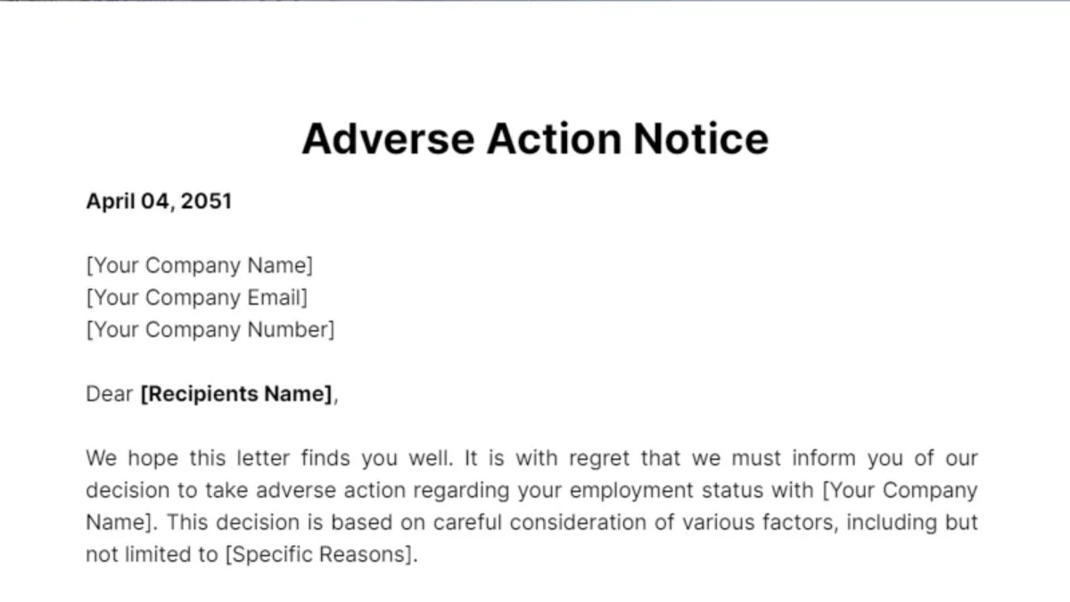 Adverse action letter and its purpose