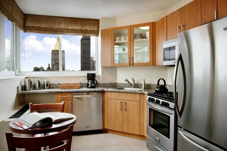 Apartment kitchen appliances and plumbing in good condition