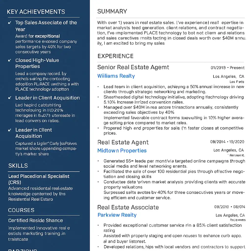 modern real estate resume